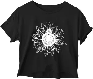 Women's Casual Summer Crop Top Cute Sunflower Graphic Crop Top for Teen Girl