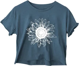 Women's Casual Summer Crop Top Cute Sunflower Graphic Crop Top for Teen Girl
