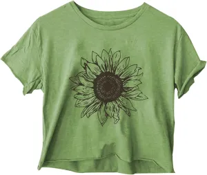 Women's Casual Summer Crop Top Cute Sunflower Graphic Crop Top for Teen Girl