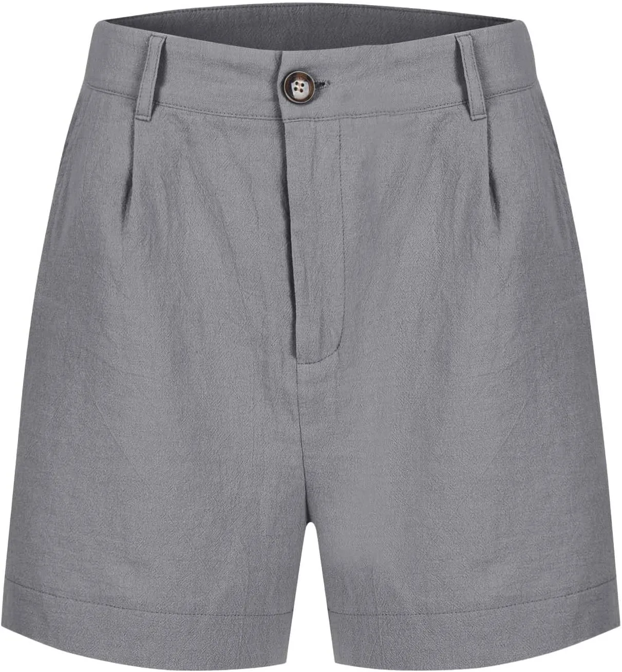Womens Cotton Linen Shorts Summer Chino Shorts High Waisted Bermuda Shorts Dressy Wide Leg Shorts with Pockets