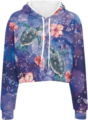 Womens Crop Top Long Sleeve Hoodies Drawstring Sweatshirts Loose Pullovers Tops