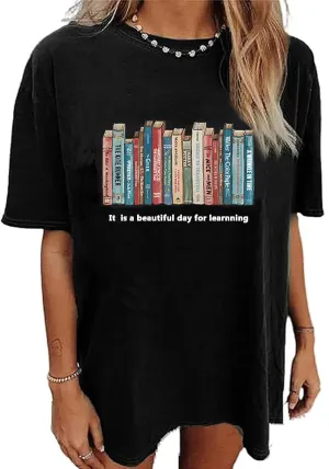 Women's Cute Oversized Shirt Graphic Tee Vintage Casual Loose Cotton T-Shirt Tops