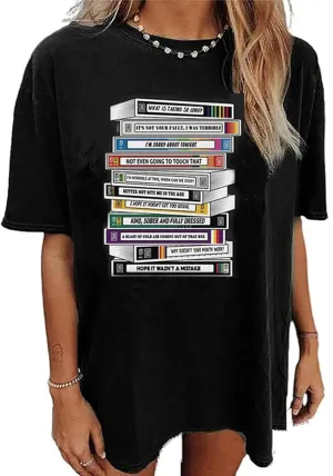Women's Cute Oversized Shirt Graphic Tee Vintage Casual Loose Cotton T-Shirt Tops