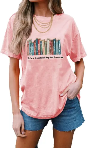 Women's Cute Oversized Shirt Graphic Tee Vintage Casual Loose Cotton T-Shirt Tops