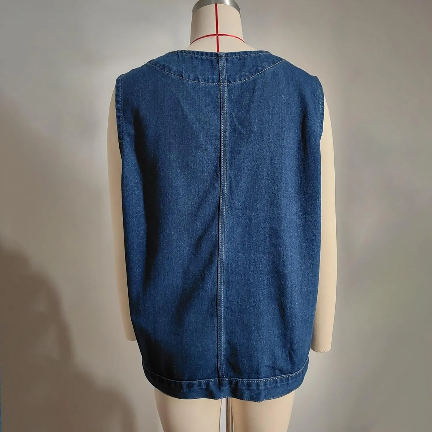Women's Denim Vest Jacket Classic Oversized Boyfriend Sleeveless Button Down Jean Waistcoat Outerwear