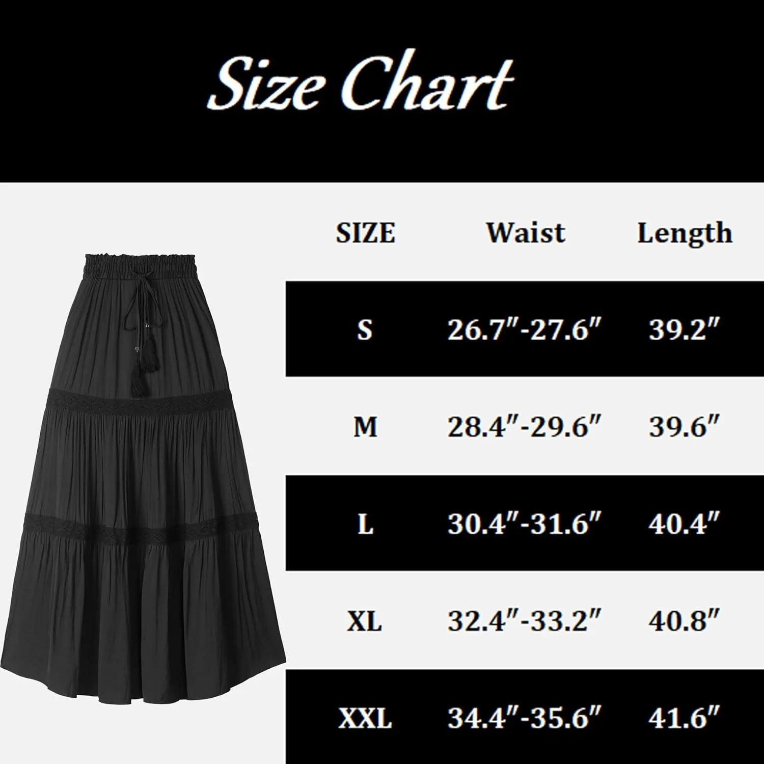 Women's Elastic High Waist Pleated Maxi Skirts Boho Summer Tiered Drawstring Skirt Bohemian Long Ruffle Dress
