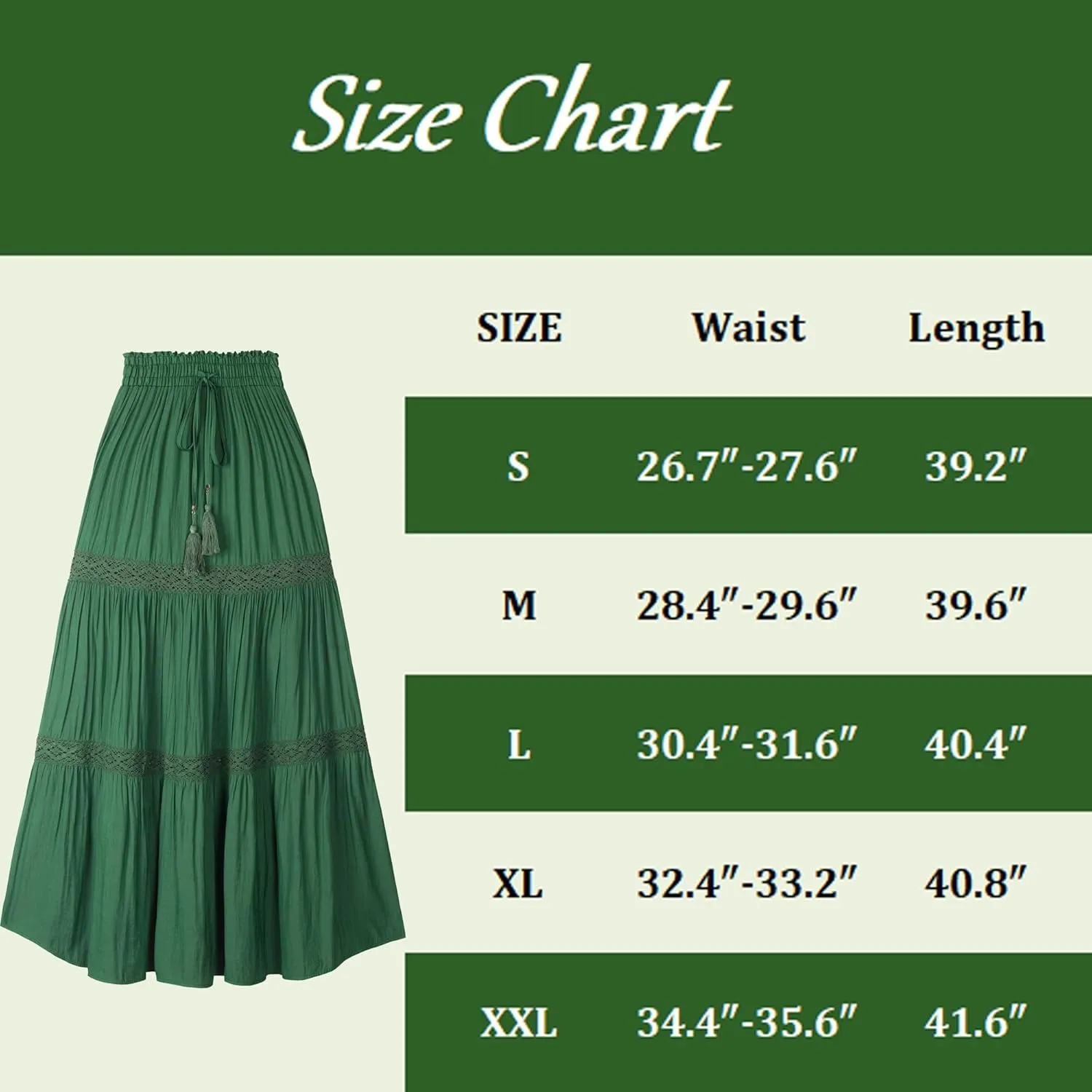 Women's Elastic High Waist Pleated Maxi Skirts Boho Summer Tiered Drawstring Skirt Bohemian Long Ruffle Dress