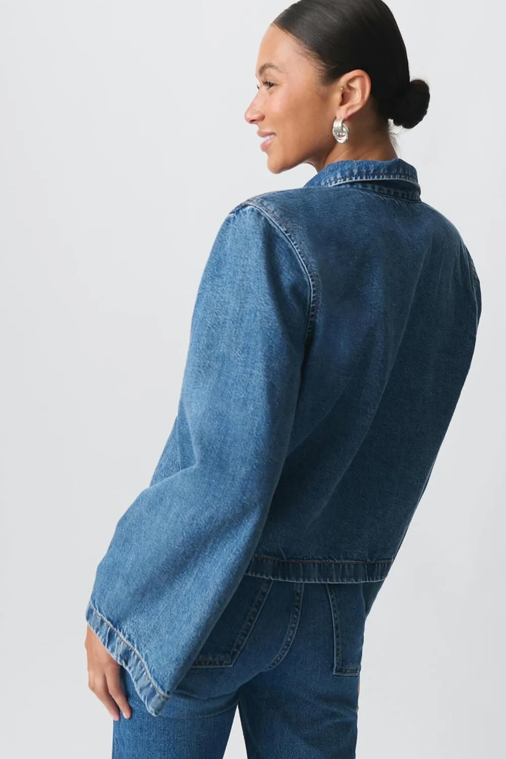 Women’s Fashion Denim Jacket Coat Tie Front Lapel Long Sleeve Shirt Denim Jacket Y2k Clothes