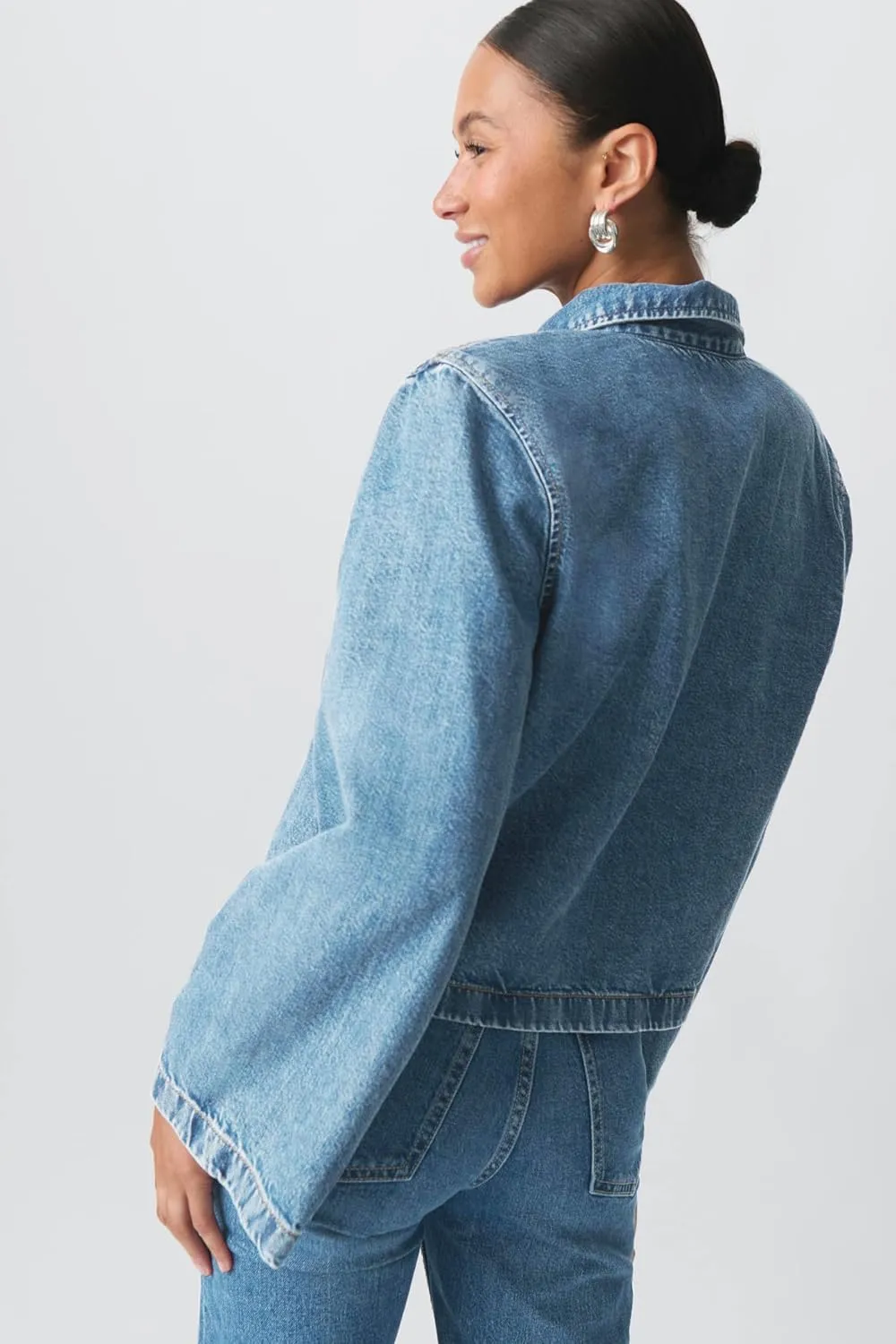 Women’s Fashion Denim Jacket Coat Tie Front Lapel Long Sleeve Shirt Denim Jacket Y2k Clothes