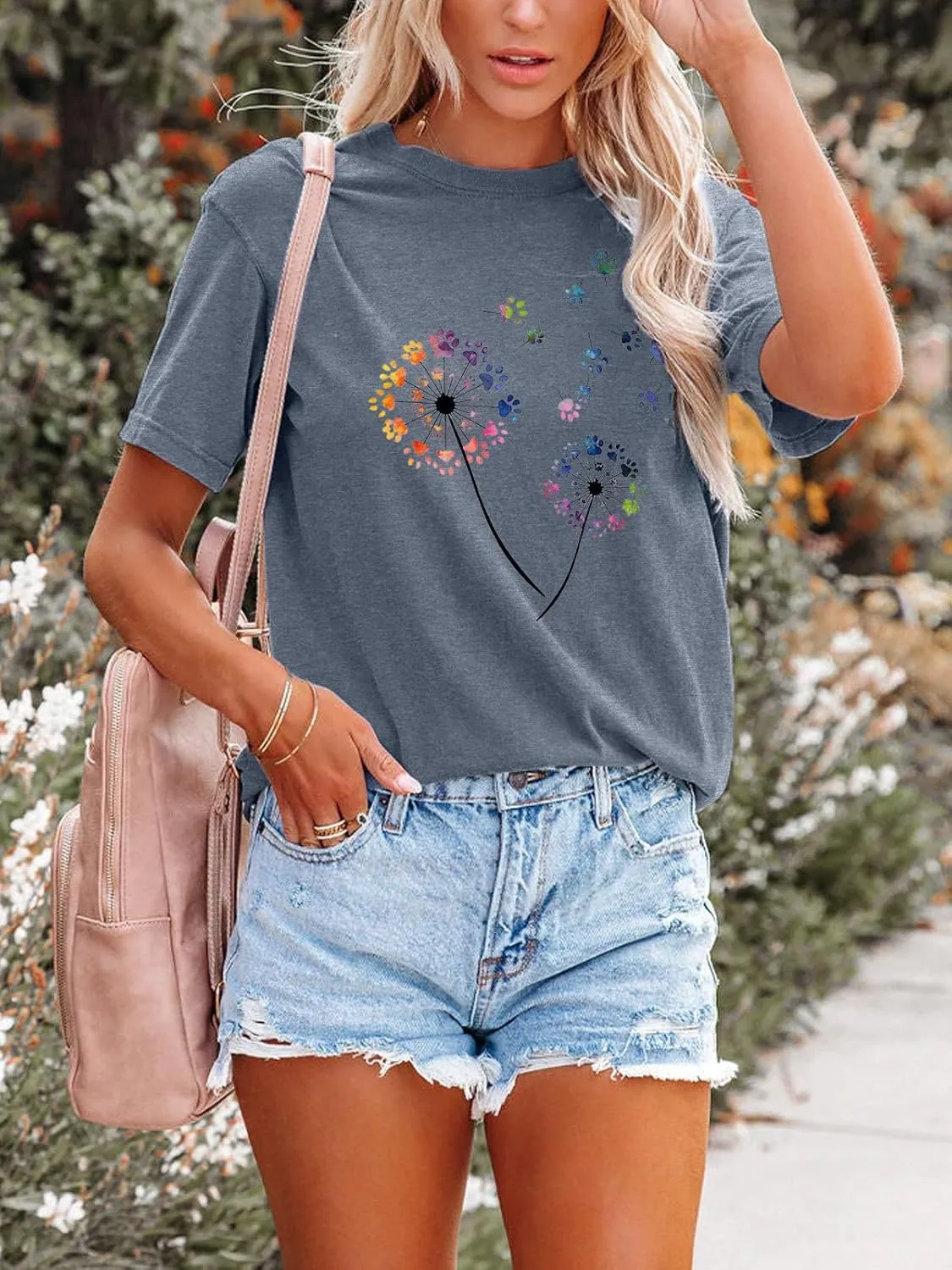 Women's Flower Vintage Cute Oversized Shirt Graphic Tee Vintage Casual Loose Summer T-Shirt Tops