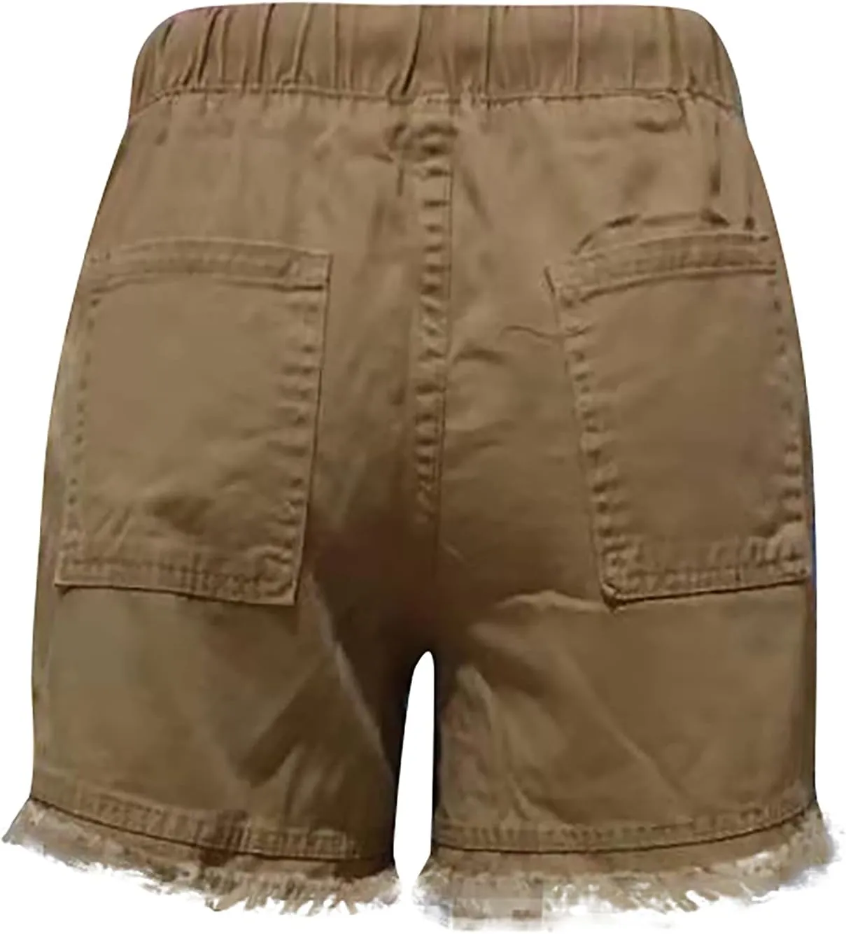 Women's High Waisted Denim Shorts Ripped Hem Frayed Distressed Short Jeans Junior Drawstring Stretchy Short Jeans