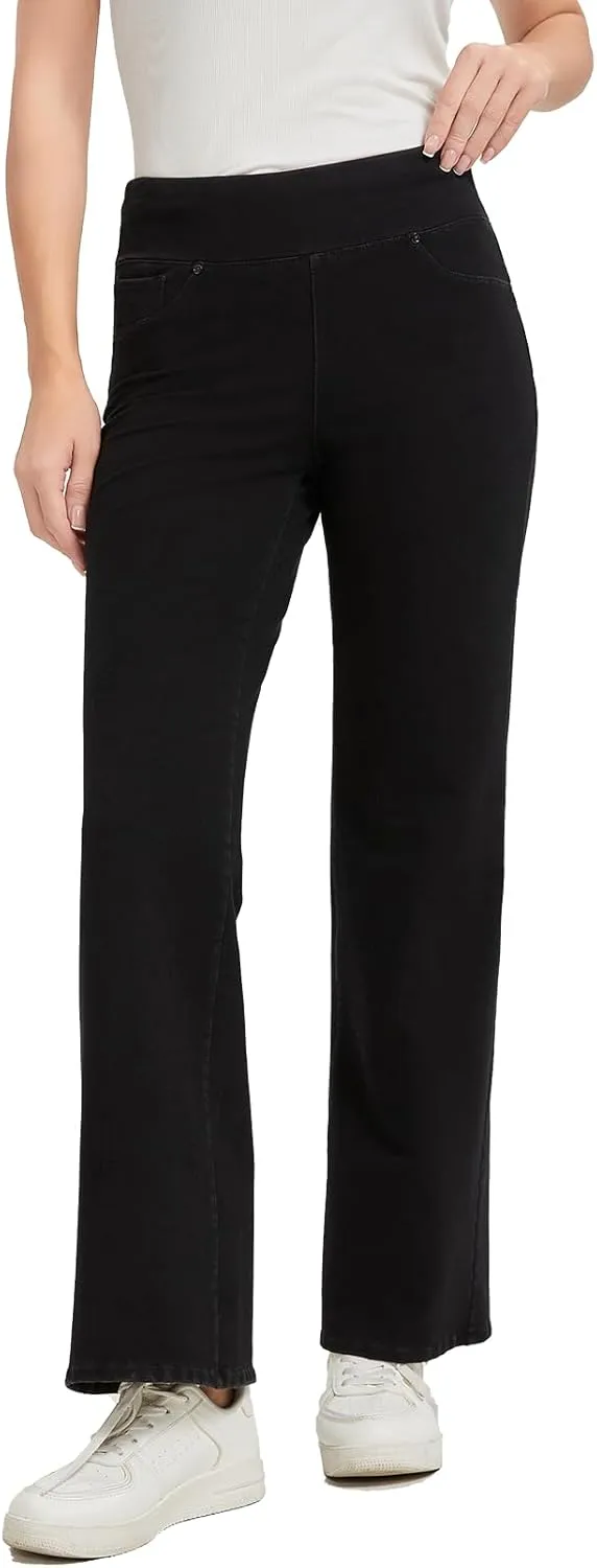 Women's High Waisted Jeans Tummy Control Stretchy Straight Leg Denim Pants