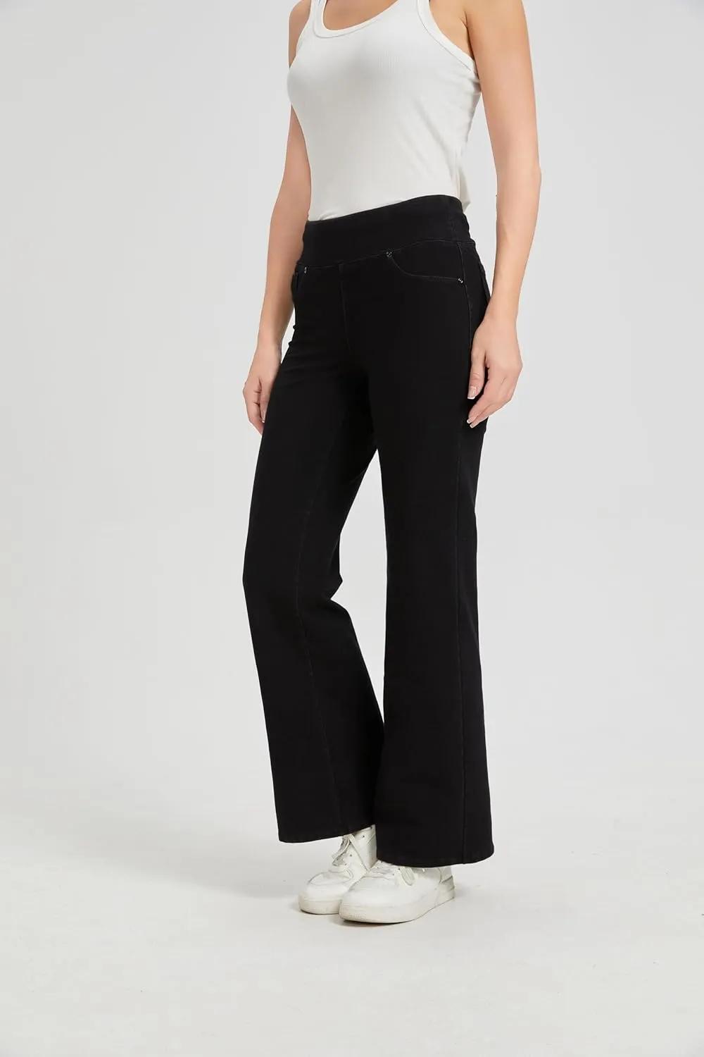 Women's High Waisted Jeans Tummy Control Stretchy Straight Leg Denim Pants