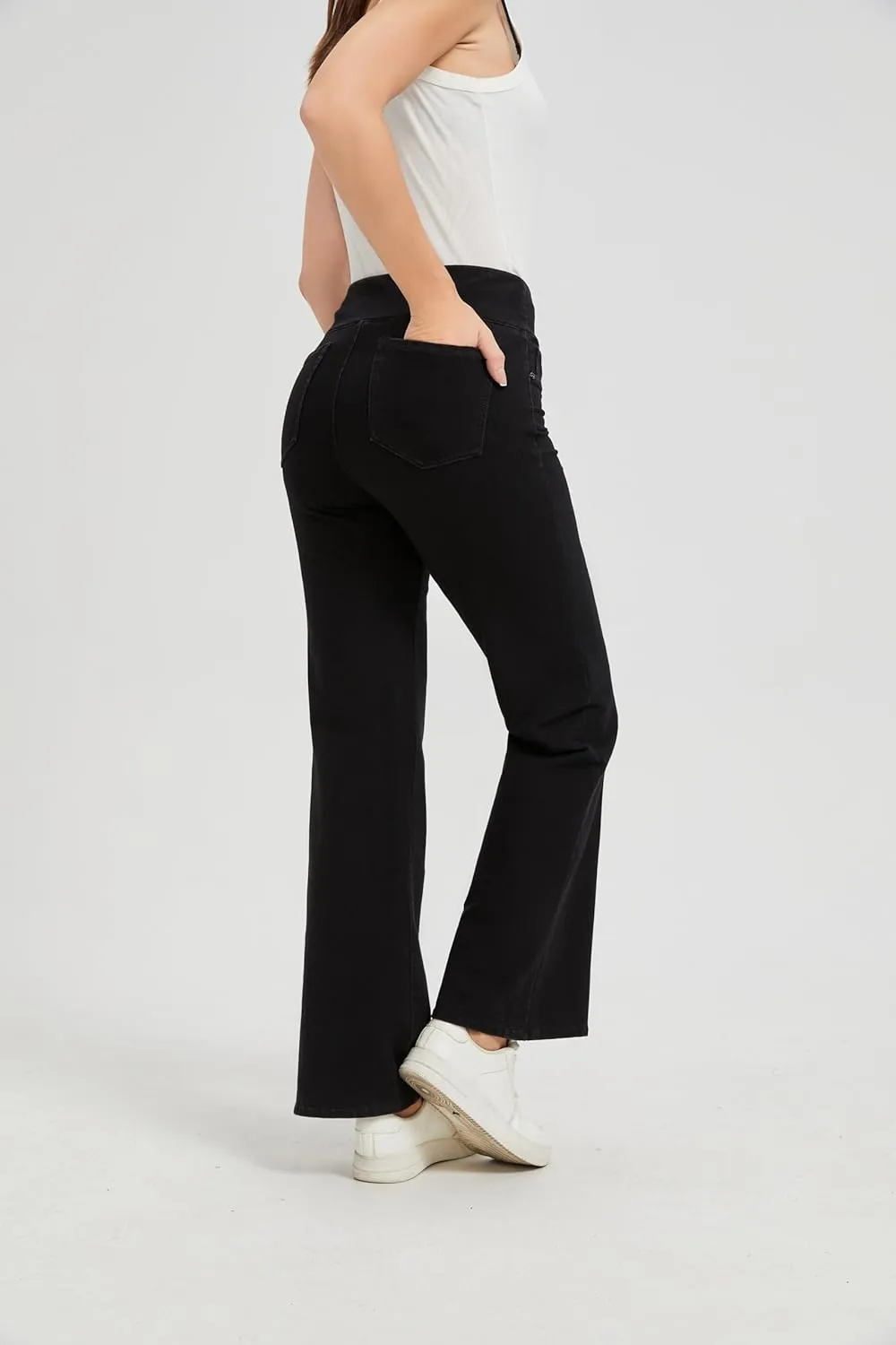 Women's High Waisted Jeans Tummy Control Stretchy Straight Leg Denim Pants