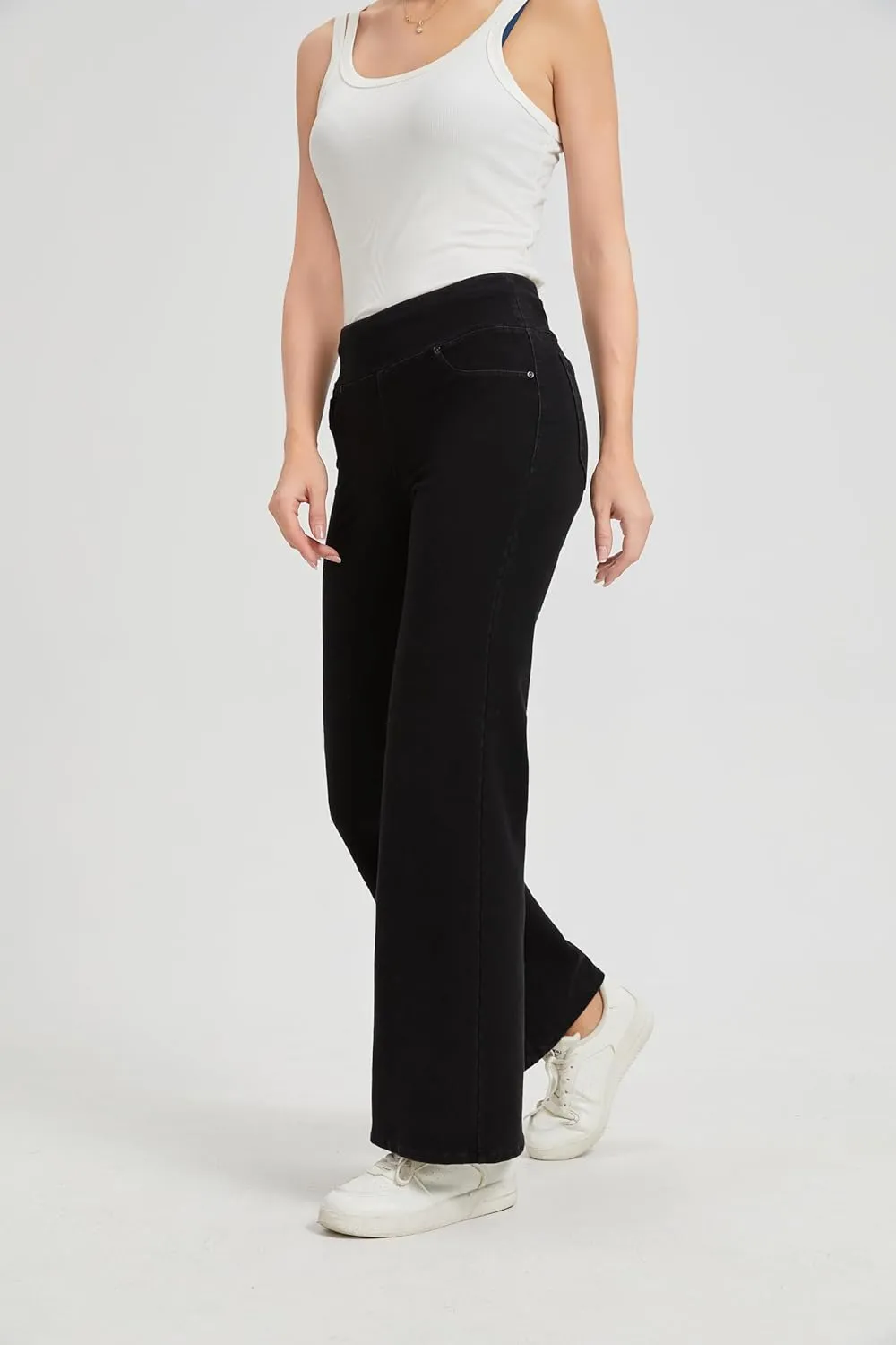 Women's High Waisted Jeans Tummy Control Stretchy Straight Leg Denim Pants