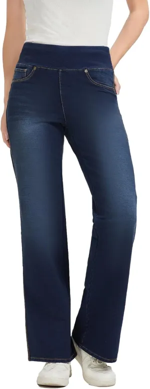 Women's High Waisted Jeans Tummy Control Stretchy Straight Leg Denim Pants