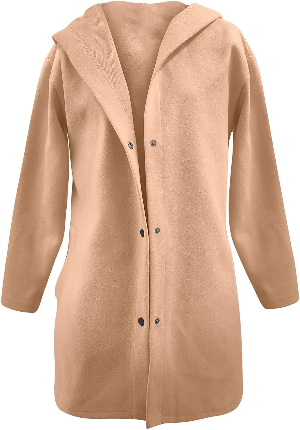 Womens Jackets Casual Single Breasted Hooded Jacket Lapel Neck Long Sleeve Solid Cardigans Trench Coat for Women 2024