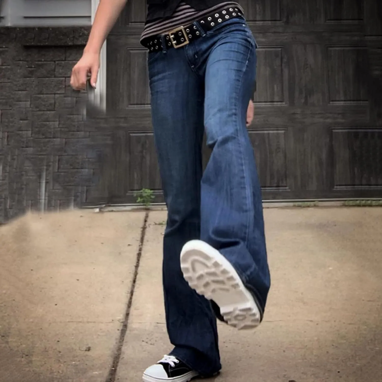 Womens Jeans Low Waist Retro Straight Leg Jeans Flap Pocket Boot Cut Denim Pants Sexy Ribcage Bell Bottom Jeans
