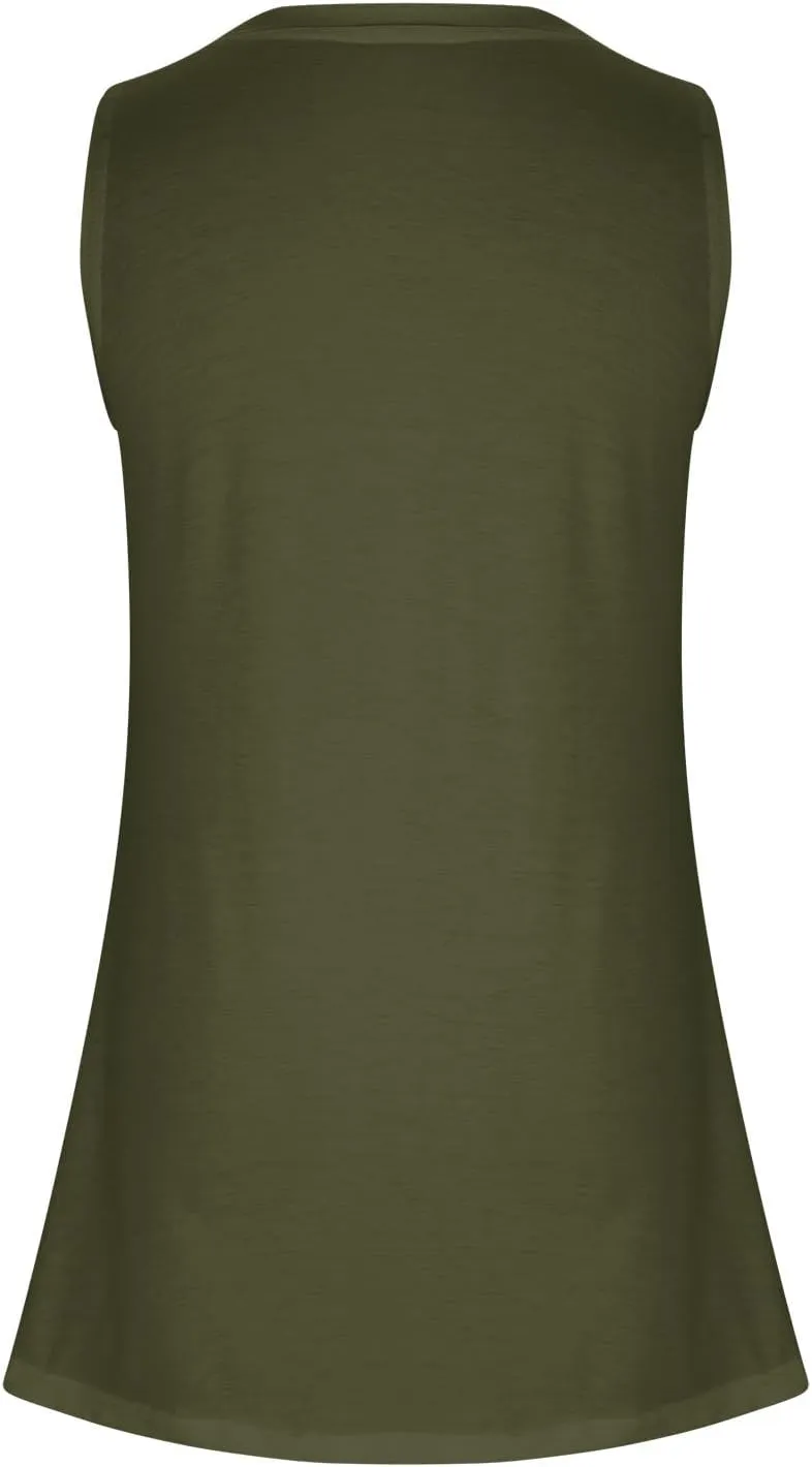 Womens Long Tank Tops Solid Color Baggy Loose Tanks Shirt Plus Size Round Neck Cami Top Summer Curved Hem 2025 Tees