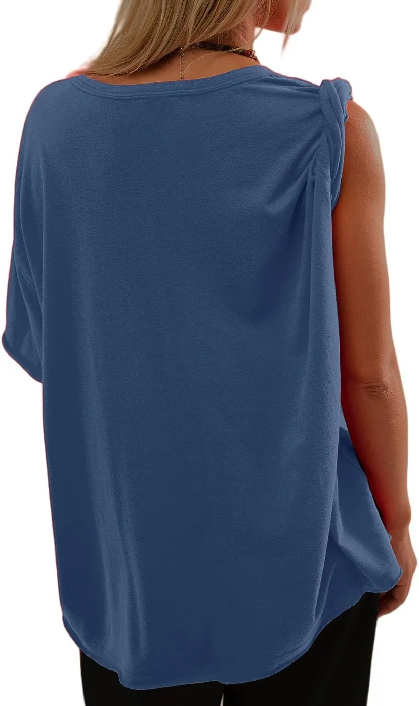 Womens Oversized Shirt Summer Casual Trendy Tshirts Cotton Crewneck Short Sleeve Basic Tops Tees