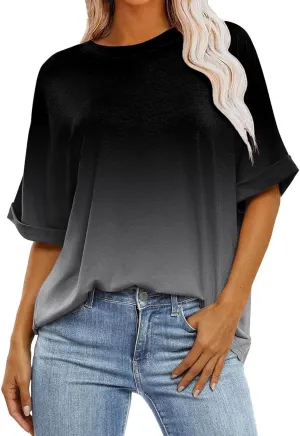 Women's Oversized T Shirts Short Sleeve Crewneck Summer Tops Casual Loose Fit Basic Tee Shirts