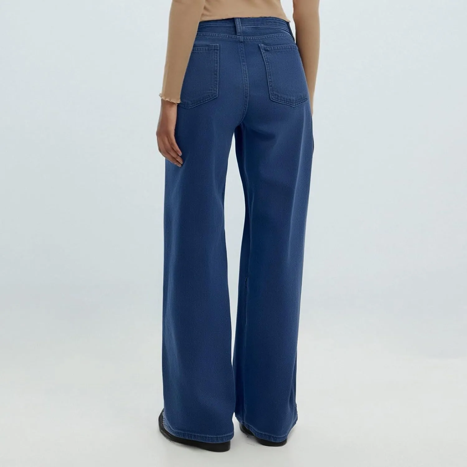 Women's Pants, Spring High Waisted Jeans Wide Leg Sweatpants Denim Pants with