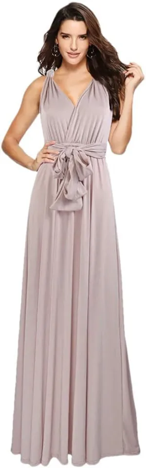 Women's Sexy Multiway Wrap Convertible Boho Maxi Club Red Dress Bandage Long Dress