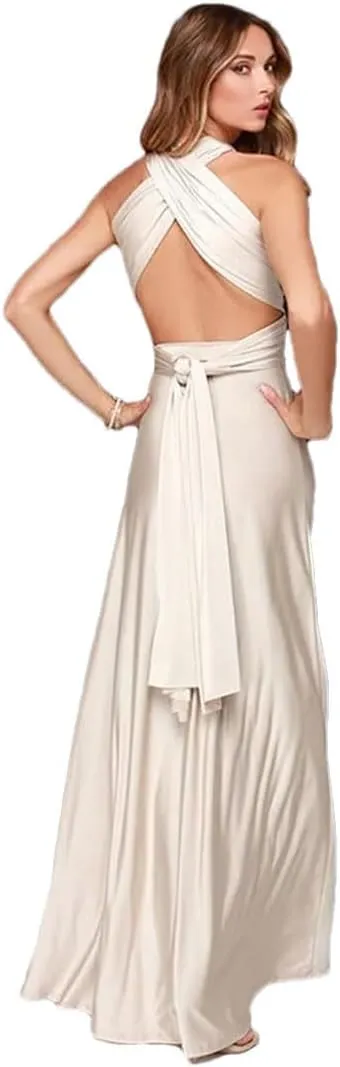 Women's Sexy Multiway Wrap Convertible Boho Maxi Club Red Dress Bandage Long Dress