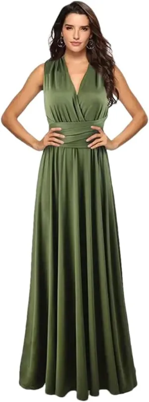 Women's Sexy Multiway Wrap Convertible Boho Maxi Club Red Dress Bandage Long Dress