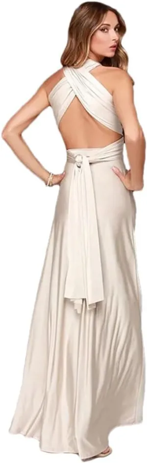 Women's Sexy Multiway Wrap Convertible Boho Maxi Club Red Dress Bandage Long Dress