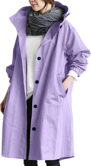 Women's Trench Jackets Rain Jacket Loose Winter Hooded Oversized Elegant Windbreaker Comfortable Coat Outwear