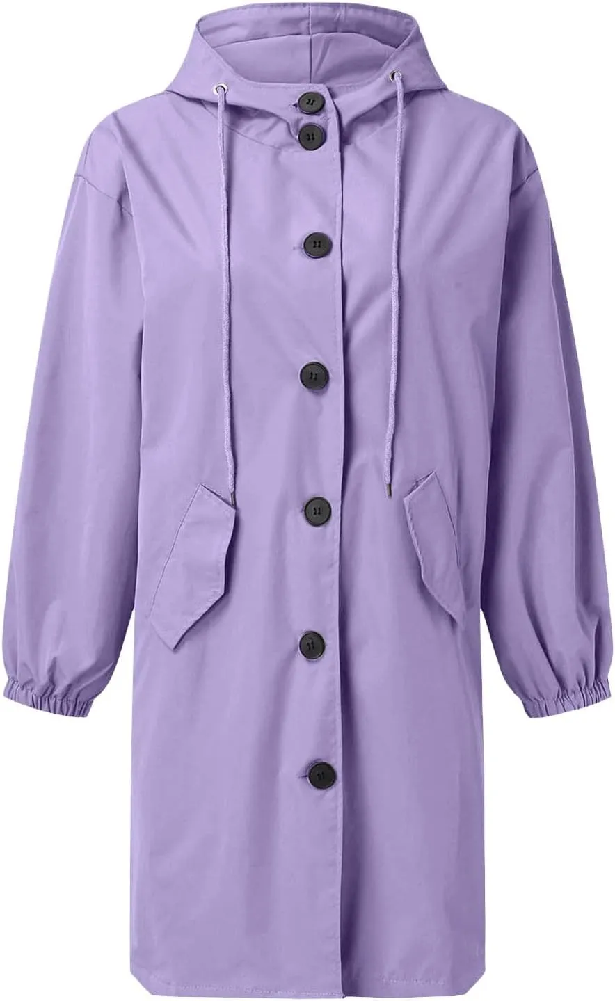 Women's Trench Jackets Rain Jacket Loose Winter Hooded Oversized Elegant Windbreaker Comfortable Coat Outwear