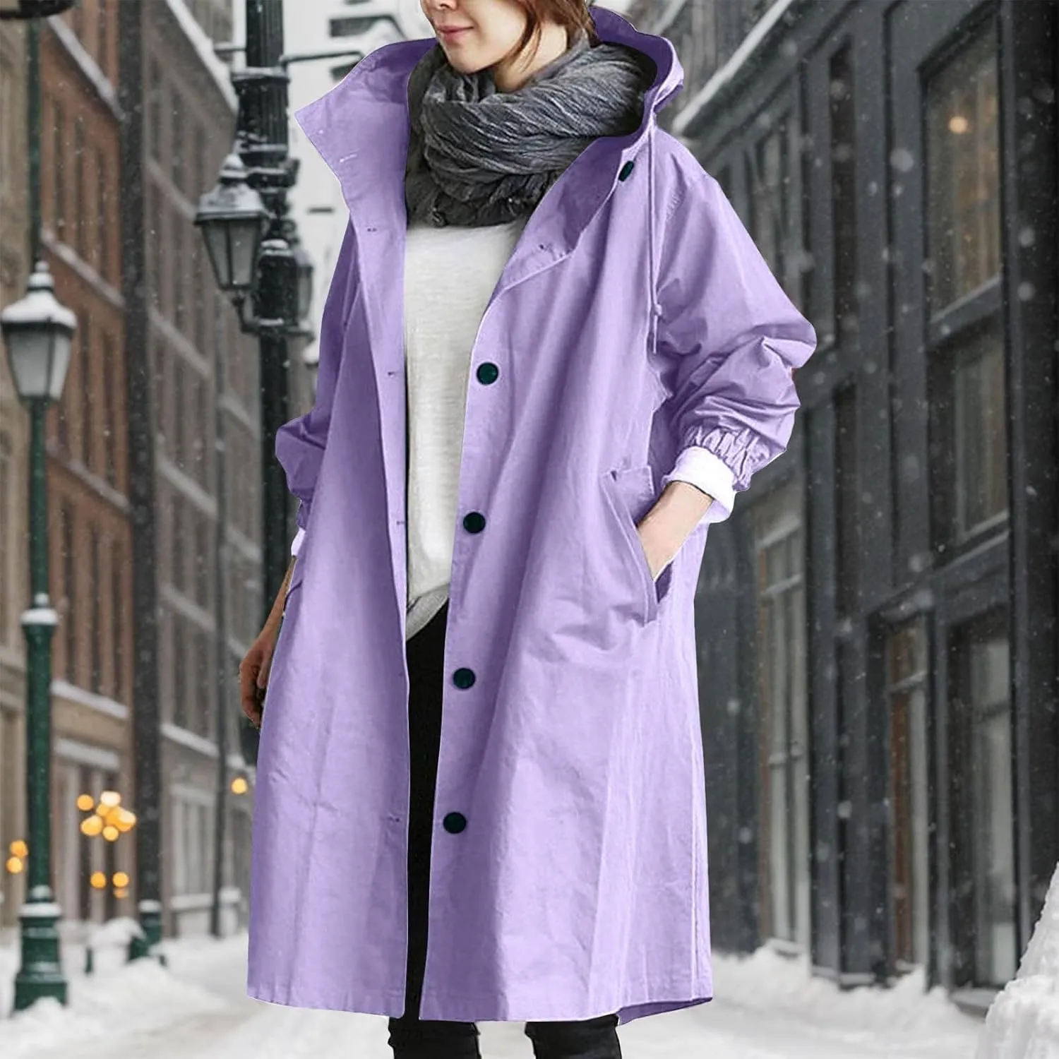 Women's Trench Jackets Rain Jacket Loose Winter Hooded Oversized Elegant Windbreaker Comfortable Coat Outwear