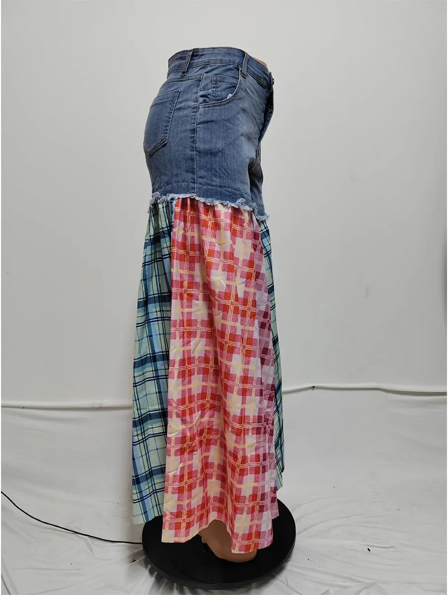 Women's Trendy High Waisted Jeans Stretch Splicing Wide Leg Denim Pants