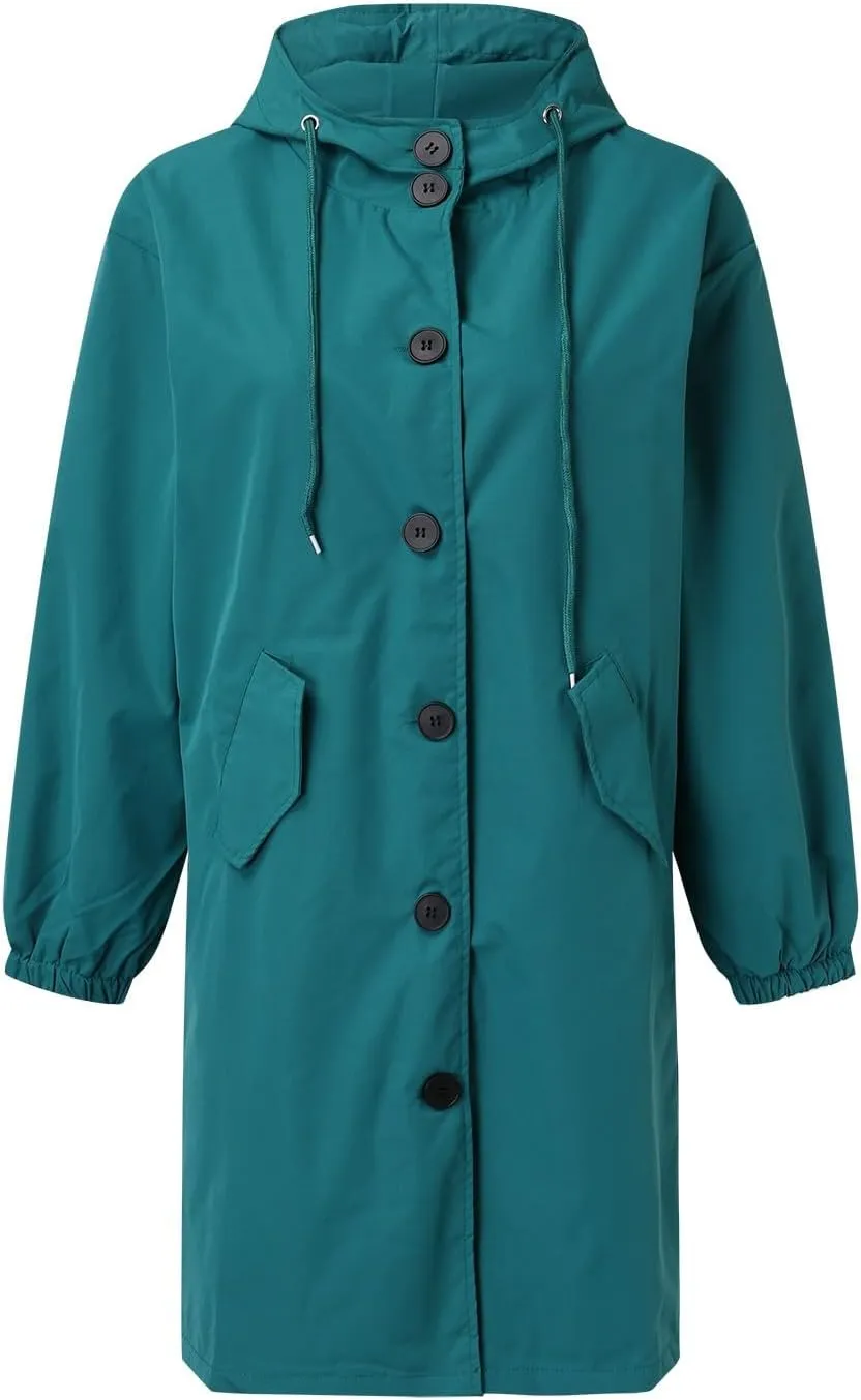 Women's Winter Double Breasted Midi Long Wool Pea Coat Notch Lapel Winter Trench Coat