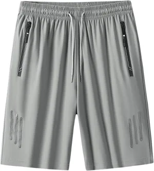 Workout Shorts Pack Men's Ice Silk Shorts Sport Lightweight Shorts Breathable Short Pants Pocket Exercise Shorts